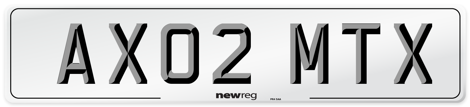 AX02 MTX Number Plate from New Reg